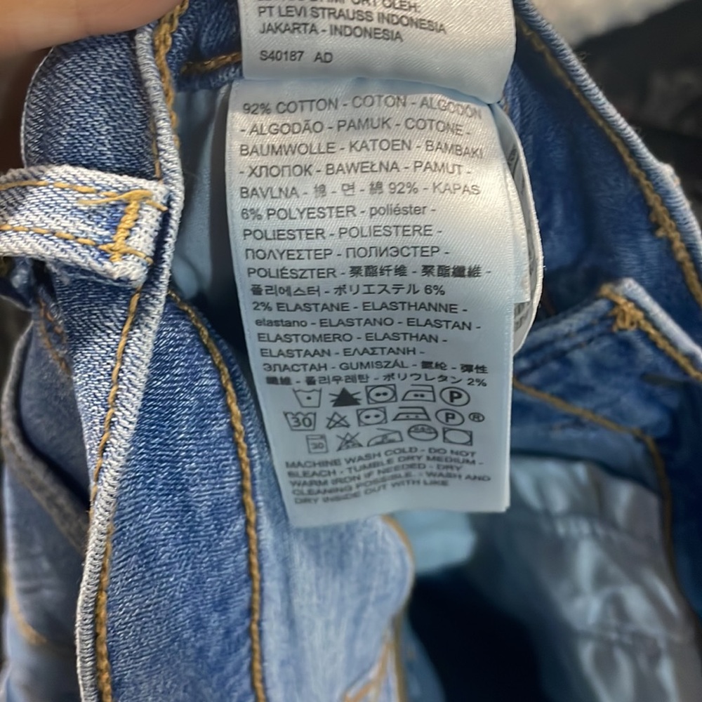High Rise Blue Ripped Levi Shorts - Picture 5 of 5